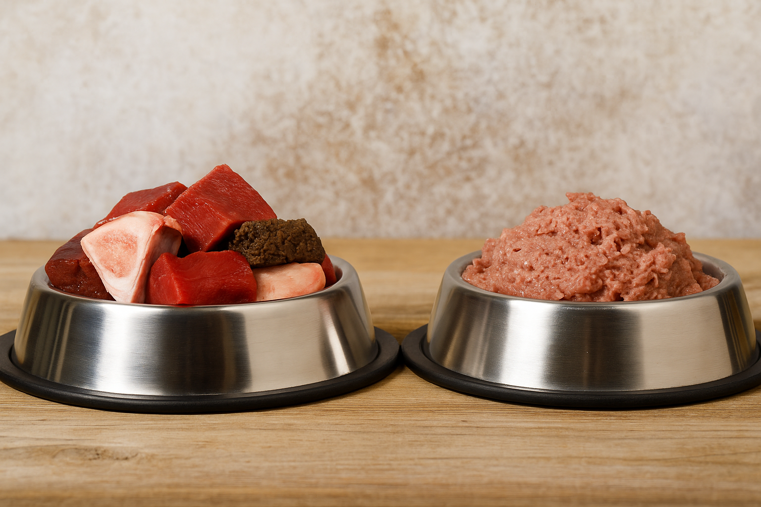 Hondenvoer op houten ondergrond